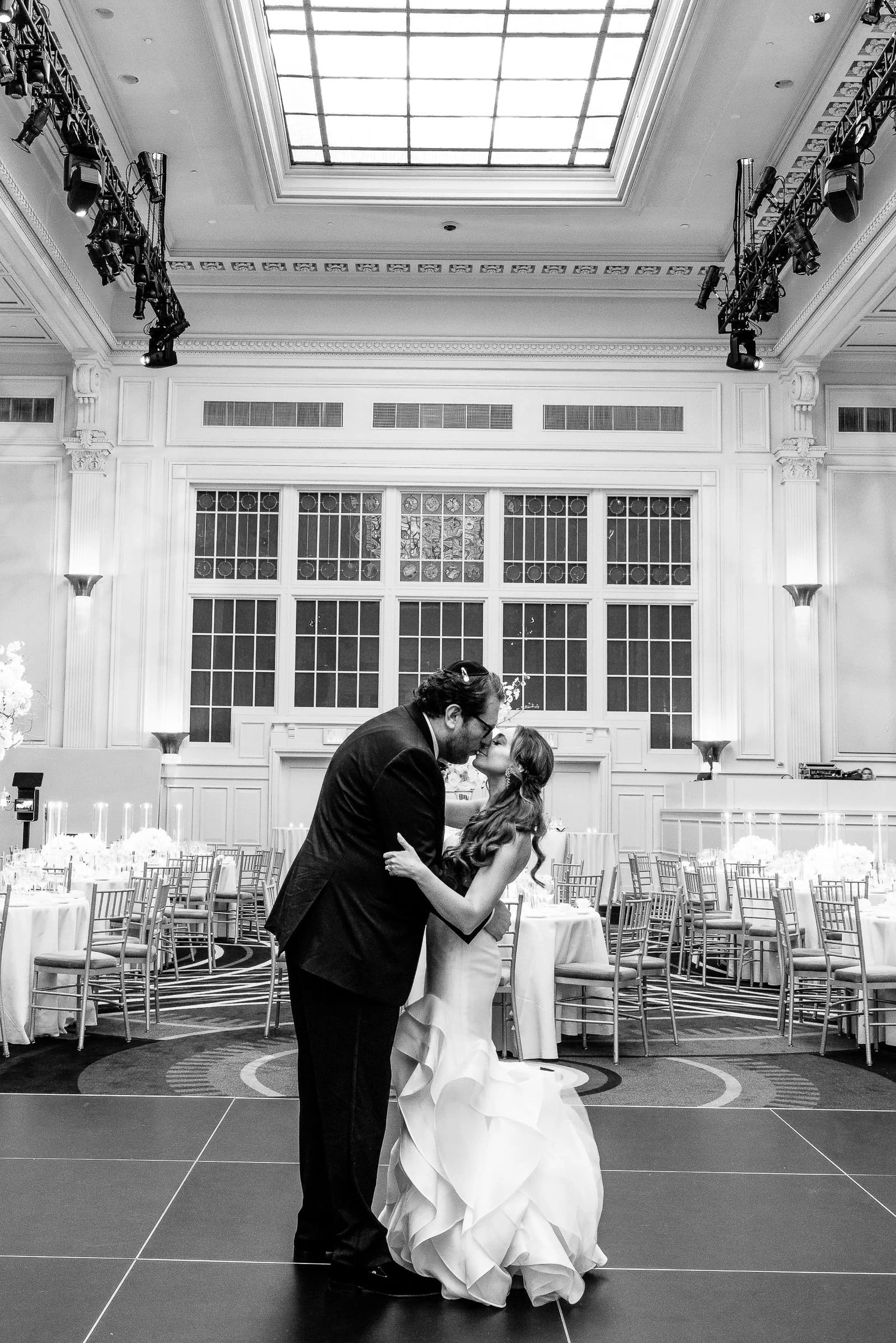 The couple dancing alone on the empty floor, in black and white — Casa Cipriani, New York
