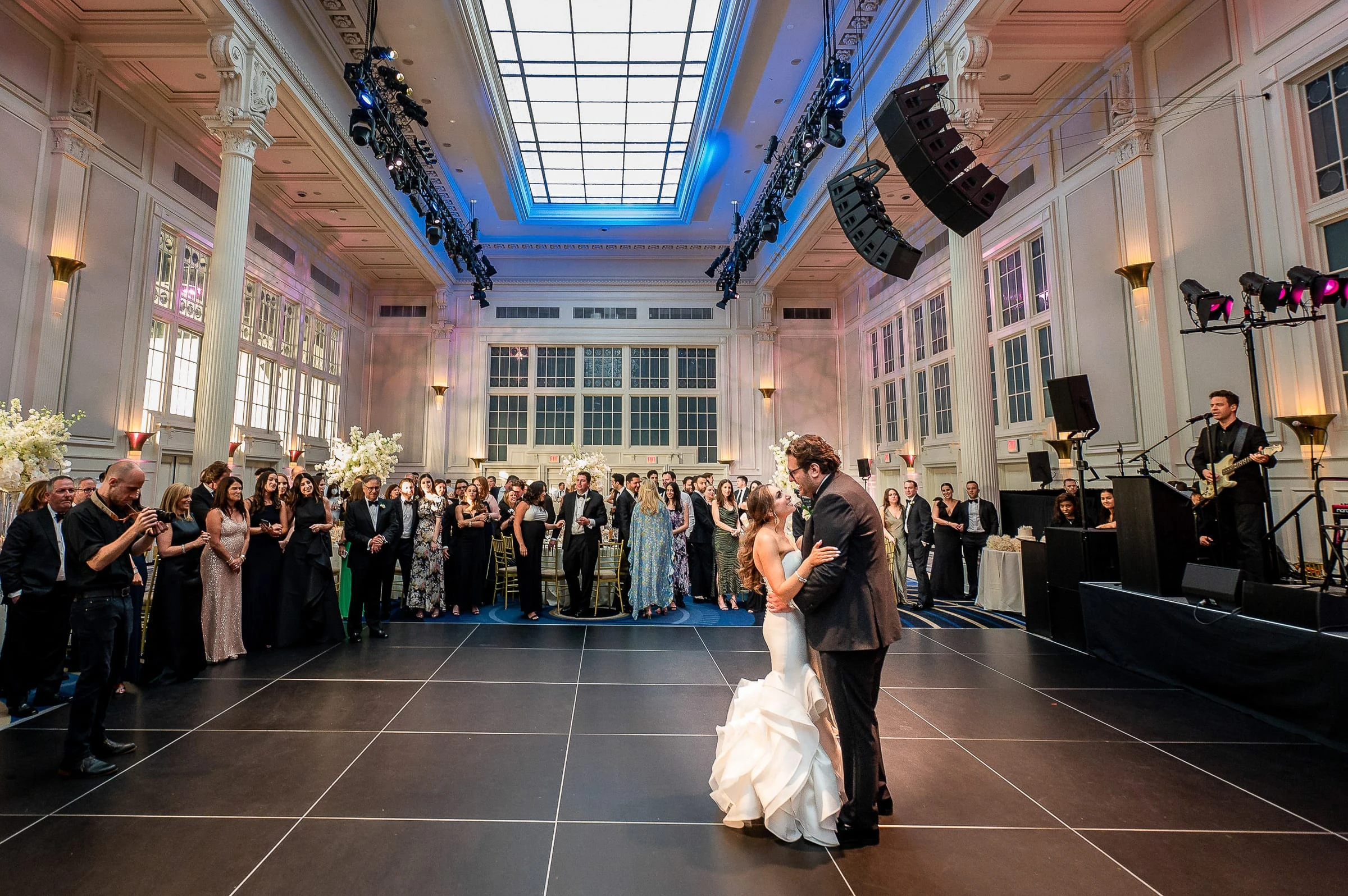The first dance under the skylight with the band behind — Casa Cipriani, New York