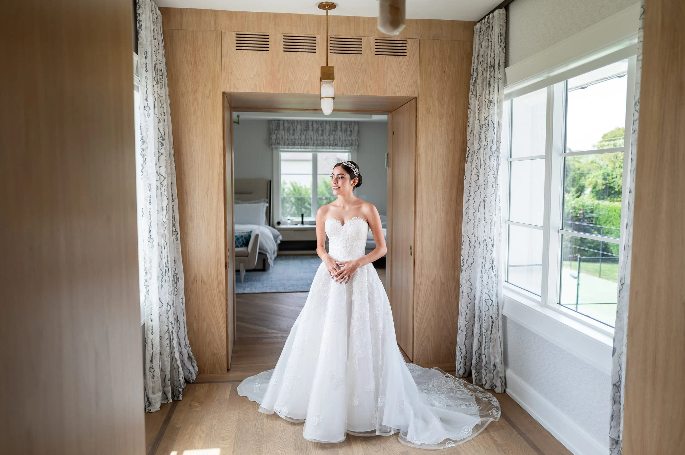 The bride in her gown at the end of the hall — Shadowbrook at Shrewsbury, Shrewsbury