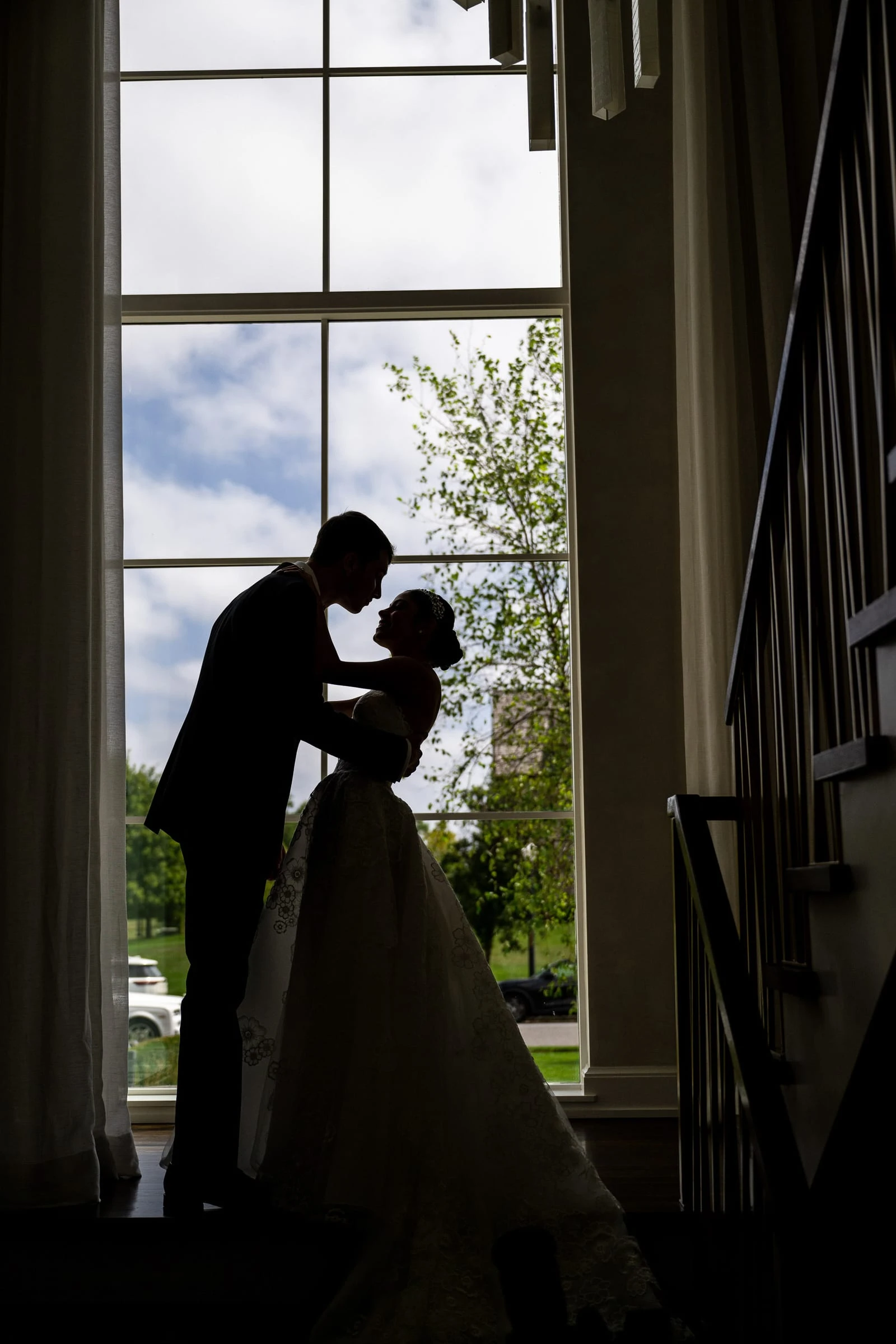 The couple in silhouette in the tall window — Shadowbrook at Shrewsbury, Shrewsbury