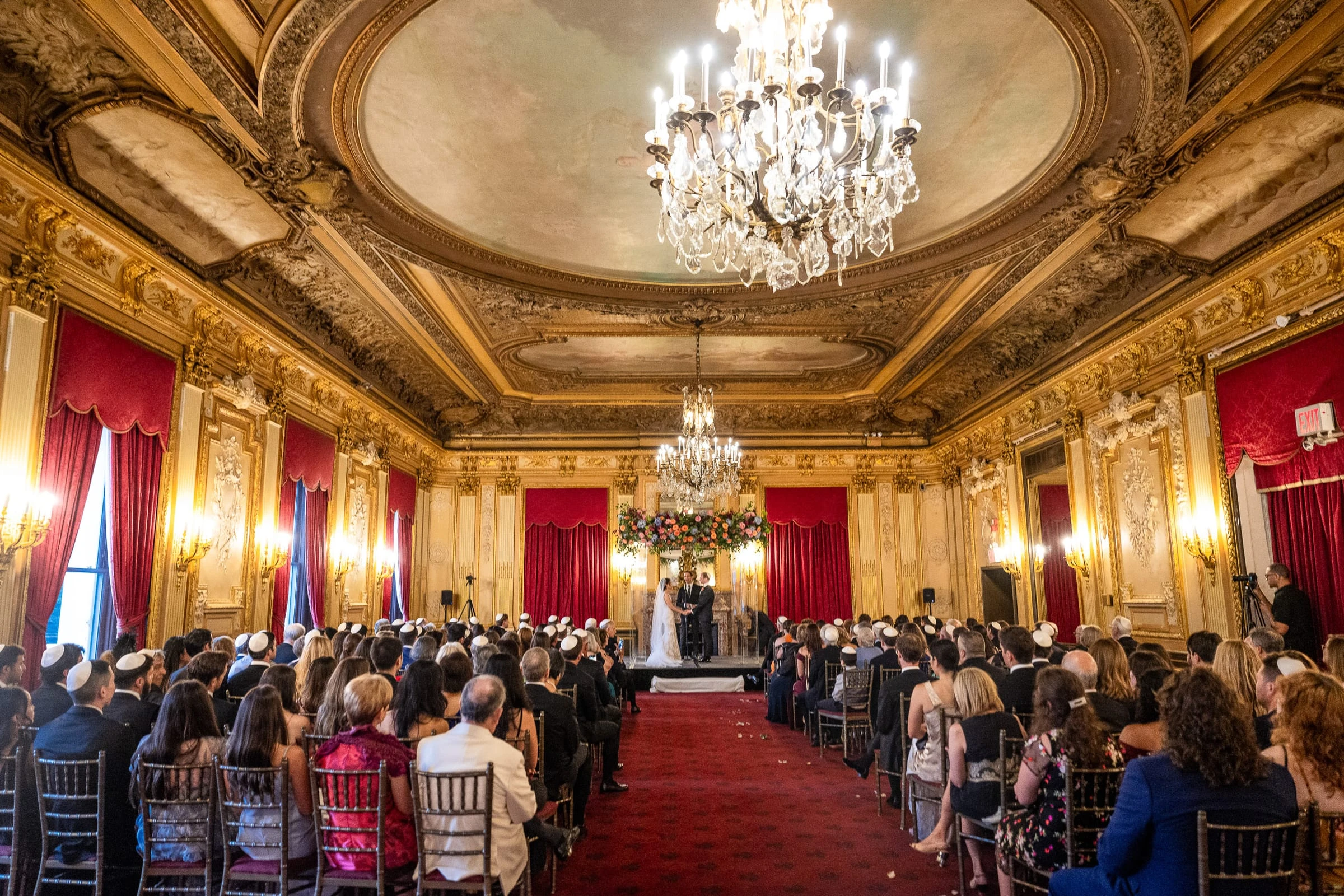 The ceremony seen from the back of the gilded ballroom — Metropolitan Club, New York