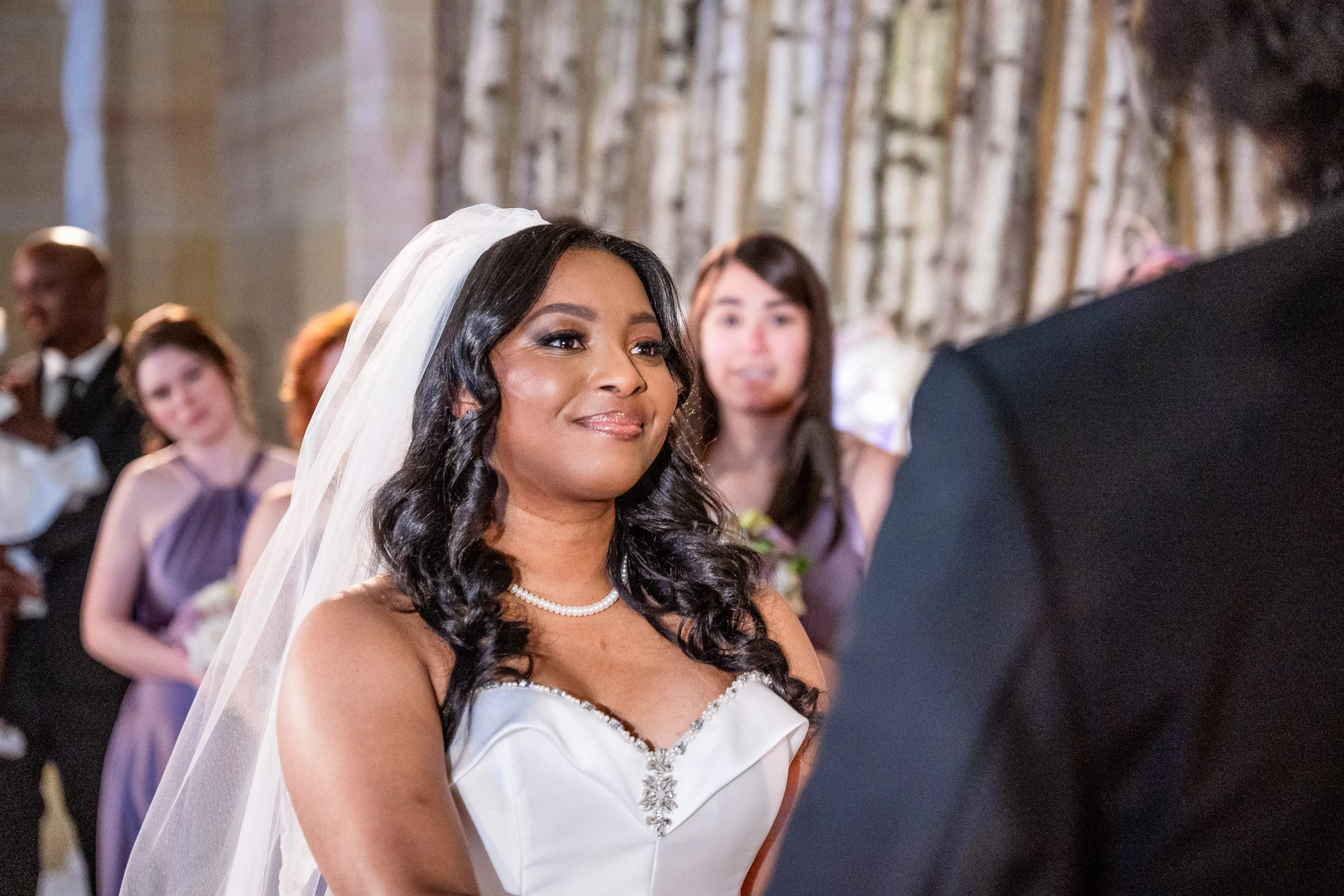 The bride looking at her partner during the vows — Philadelphia Museum of Art, Philadelphia